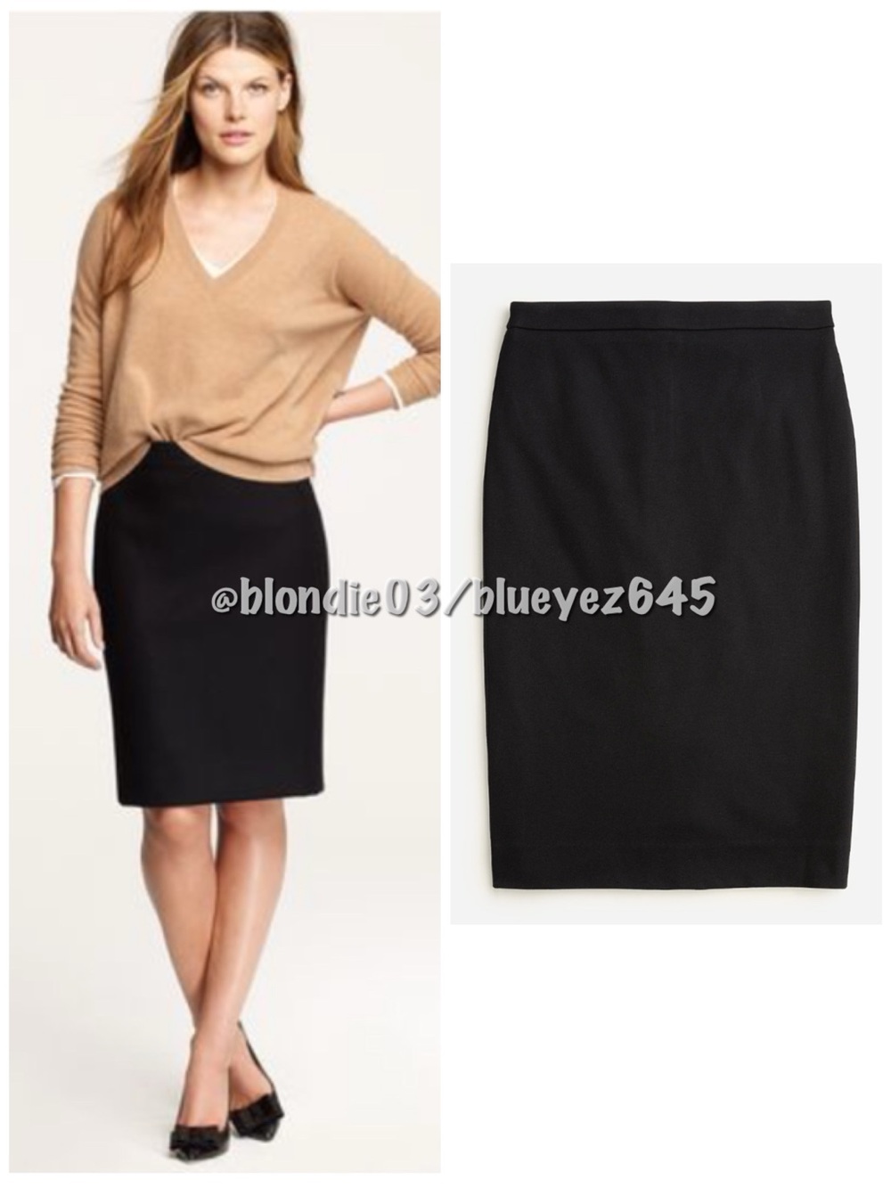 J. Crew 365 Italian wool black pencil skirt 12 NWT